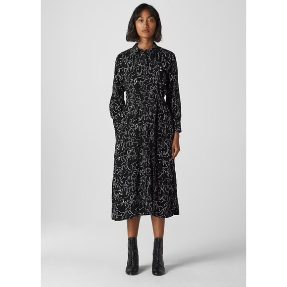 Whistles Black And White Stallion Print Shirt Dress - Picture 1 of 9